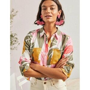 Boden Long Sleeve Button Up Shirt Linen Size 10